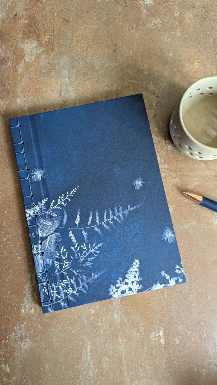 Carnet reliure japonaise - Cyanotype (couverture)